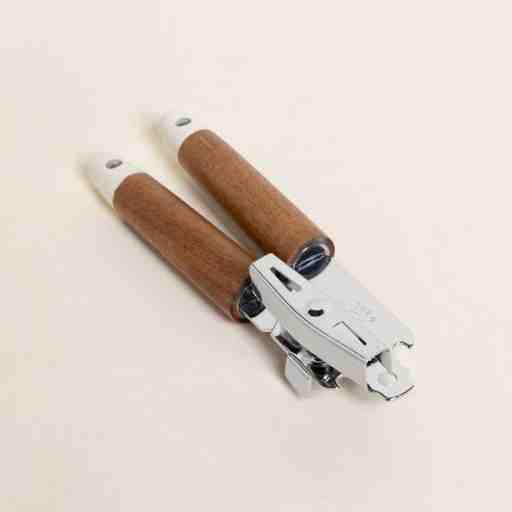 ABRE LATA DE ACERO INOXIDABLE Y MADERA ACAICA